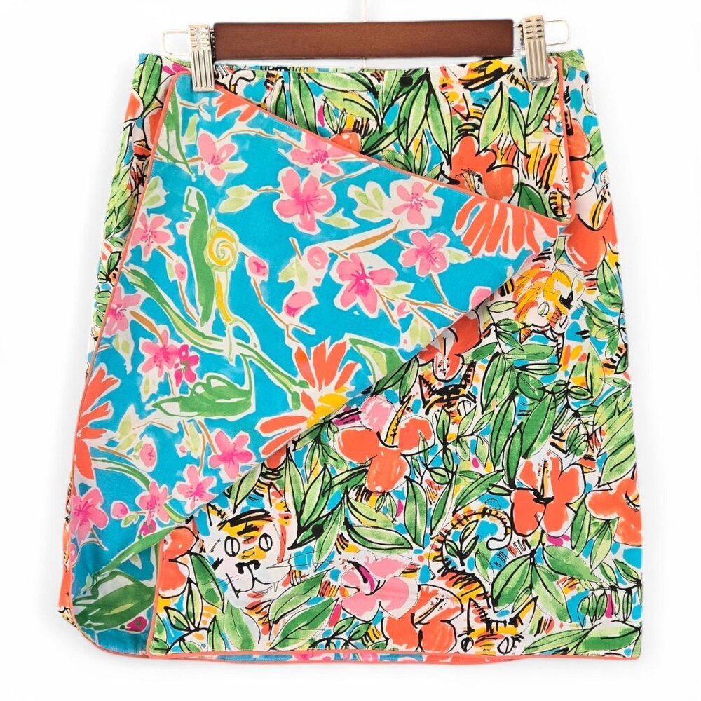 Island Republic Reversible Floral Tropical Wrap Skirt Womens Resortwear Size 4 C